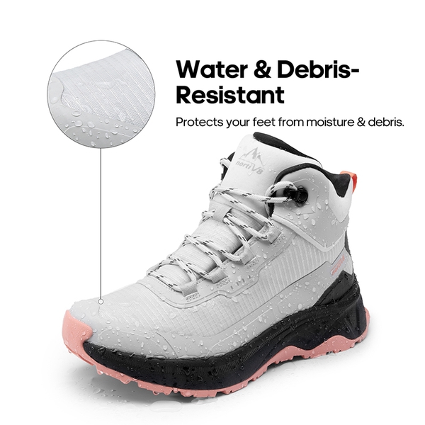 Women's Water-Resistant Lightweight Hiking Boots - GREY PINK - 8